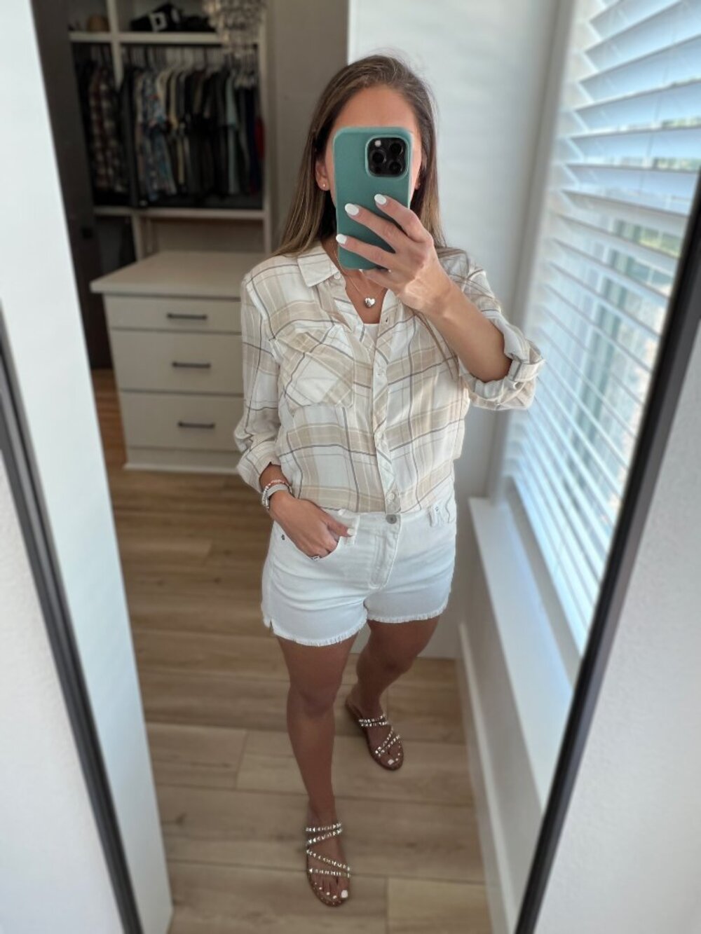Lightweight Plaid Button-Up - Khaki - Picture 11 of 11